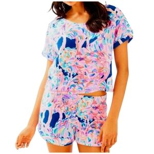 Lilly Pulitzer Dossie Top & Shorts Set in Ostrich Pink Size Large